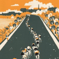 Eliza Southwwod Tactics Cycling Art Print Yellow Green