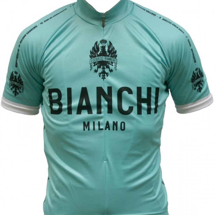 bianchi celeste green cycling jersey