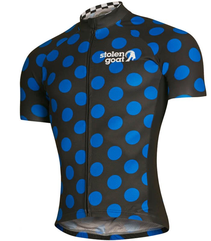 stolen goat polka dot blue mens short sleeve cycling jersey side