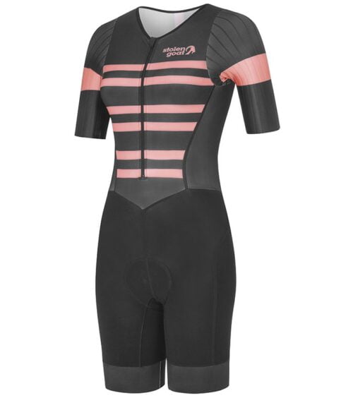 womens sixer pink short sleeve tri suit - race suits
