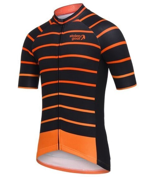 stolen goat cortado orange cycling jersey