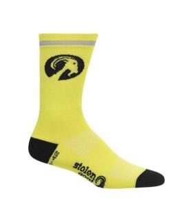 stolen goat fluoro yellow merino socks