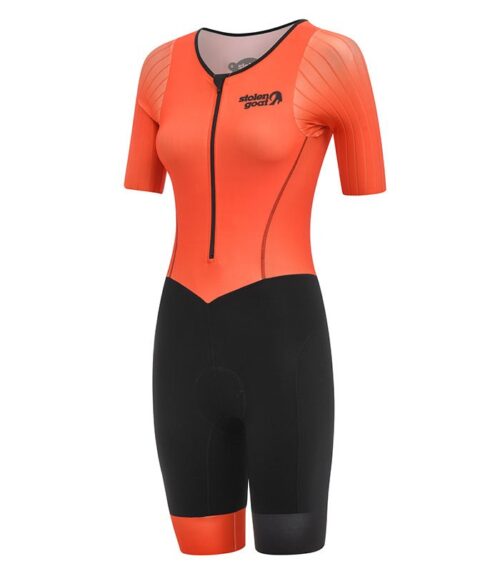 womens core orange short sleeve tri suit - race suits