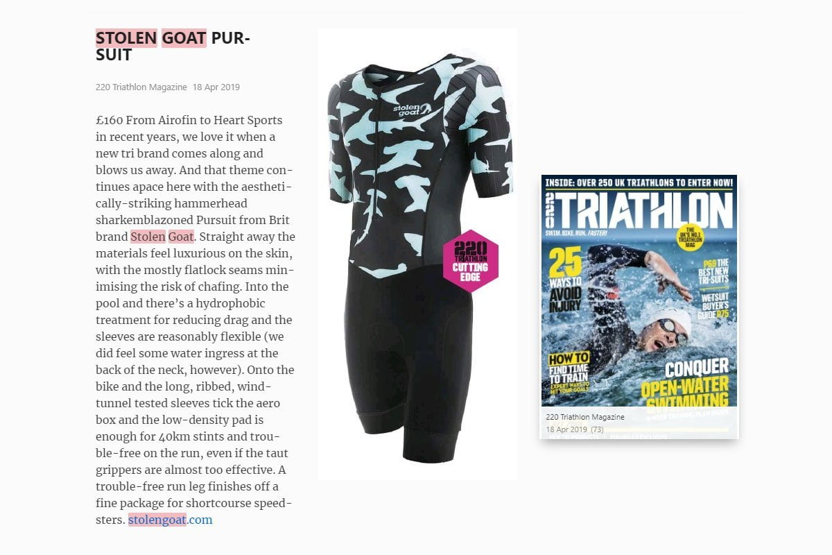 stolen goat triathlon suit