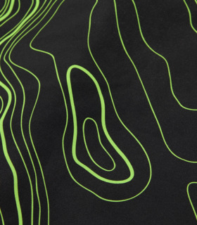 Close up of green on black topographical pattern on men's MTB Enduro jacket