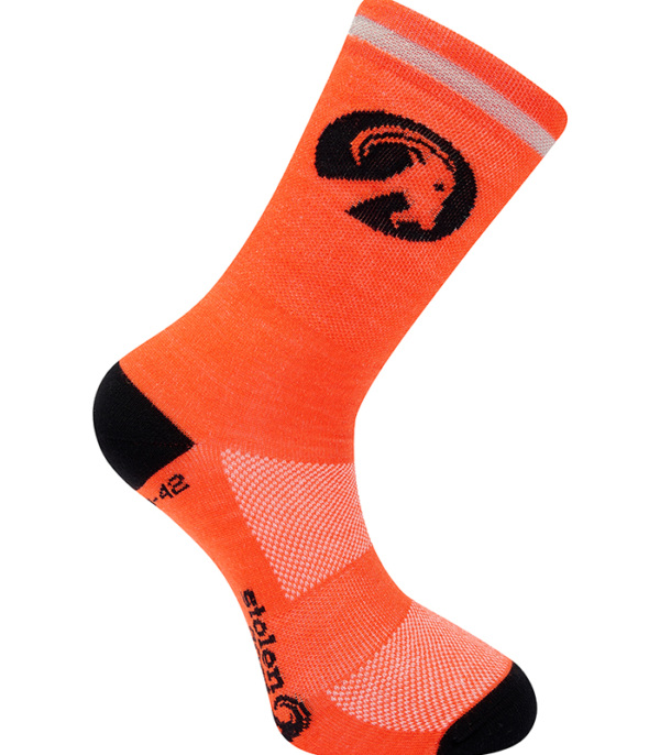 Orange Merino Cycling Socks