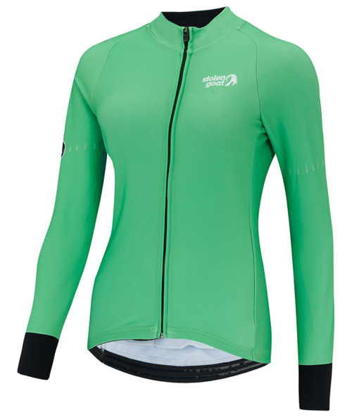 Front view of women's green kiko jersey