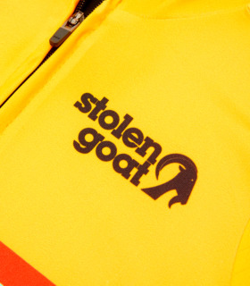 Close up of Stolen Goat logo on left front chest panel on women's Utah jersey