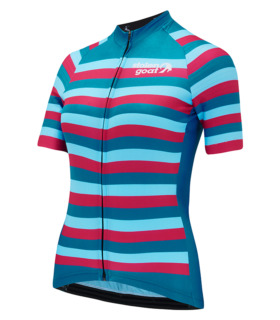 Women's Roxy jersey teal with light blue and pink stripes