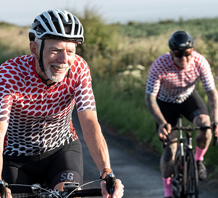 two men of different ages wearing durutti ibex jersey