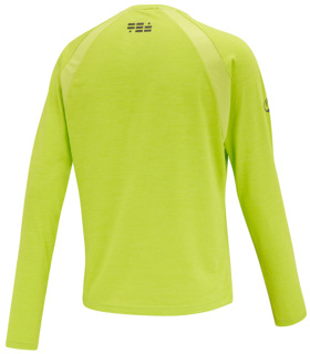 Rear view of the men's green long sleeved running top