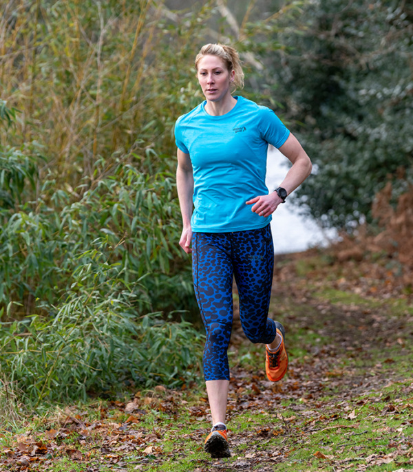 Women's Blue Short Sleeved Running Top