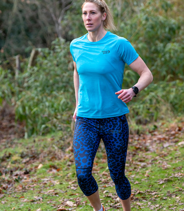 Women's Fangs Blue 3/4 Length Running Tights