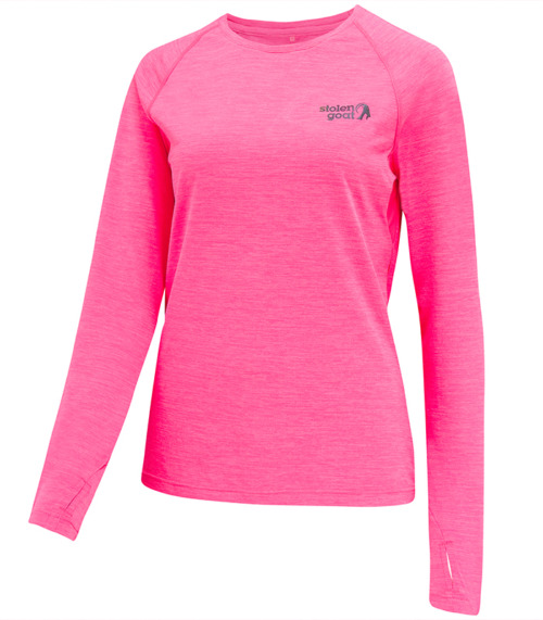 Women's pink long sleeved running top front