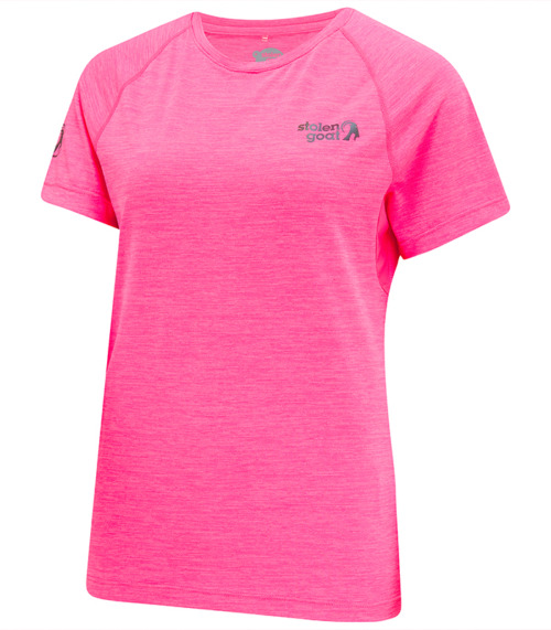 Women's short sleeved pink running top front