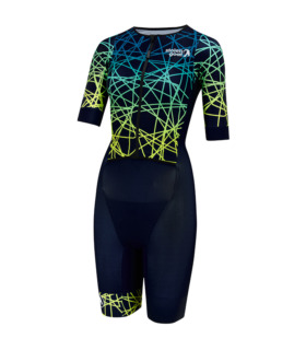 Women's navy and graphic pattern Vortex triathlon race suit