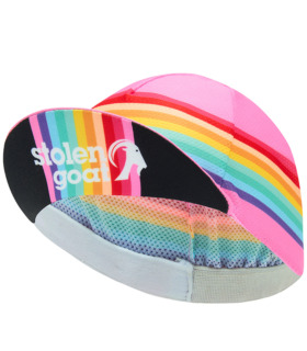 Pink and stripe arcadia cycling cap