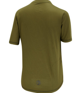 Rear view of women's olive green gravel jersey