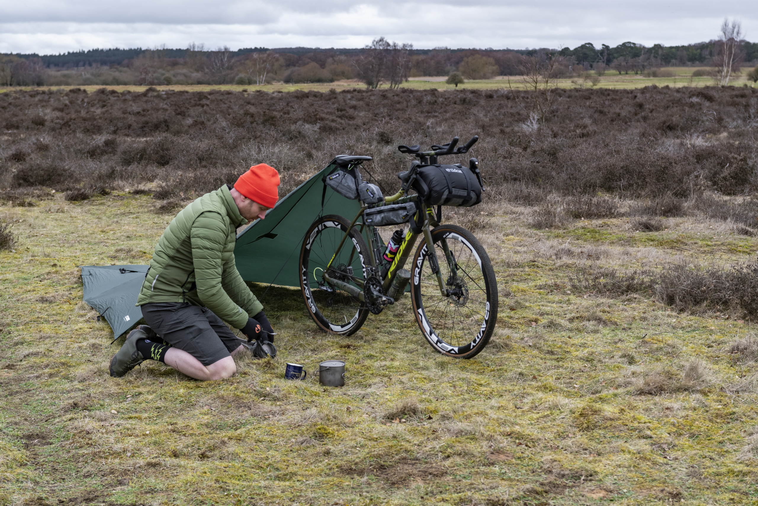 bikepacking gear and camping set up