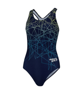Women's Vortex navy and linear pattern swimsuit
