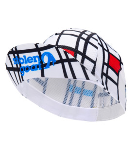 Stolen Goat Mondrian cycling cap front view with peak up