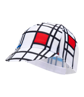 Stolen Goat Mondrian cycling cap front view with peak down