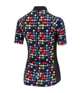 Rear view of women's Lippy Ibex Epic jersey black with multispot design