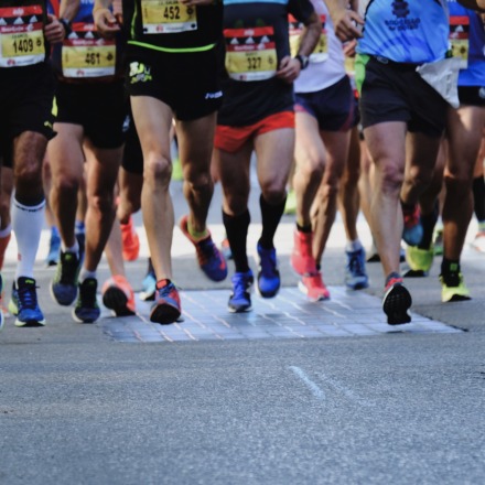 Cropped shot of runners legs in a running race