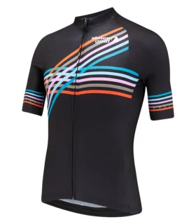 Men's Spectre black and striped short sleeved cycling jersey