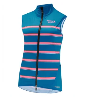 Women's Melt blue and pink striped gilet with thermal front lining