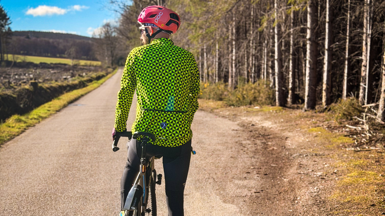 Stu (GB Scotland) wearing the Stolen Goat Prisms men's winter cycling jacket