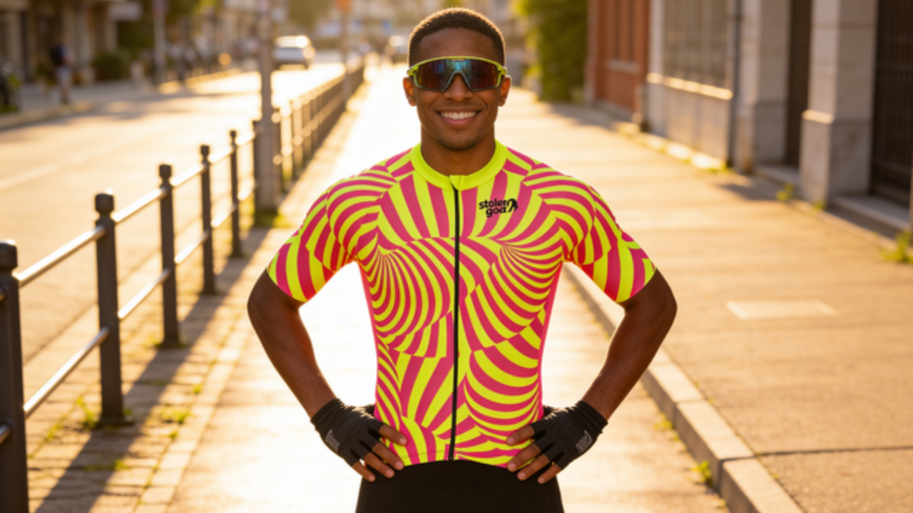 Stolen Goat bold cycling jersey Gong 